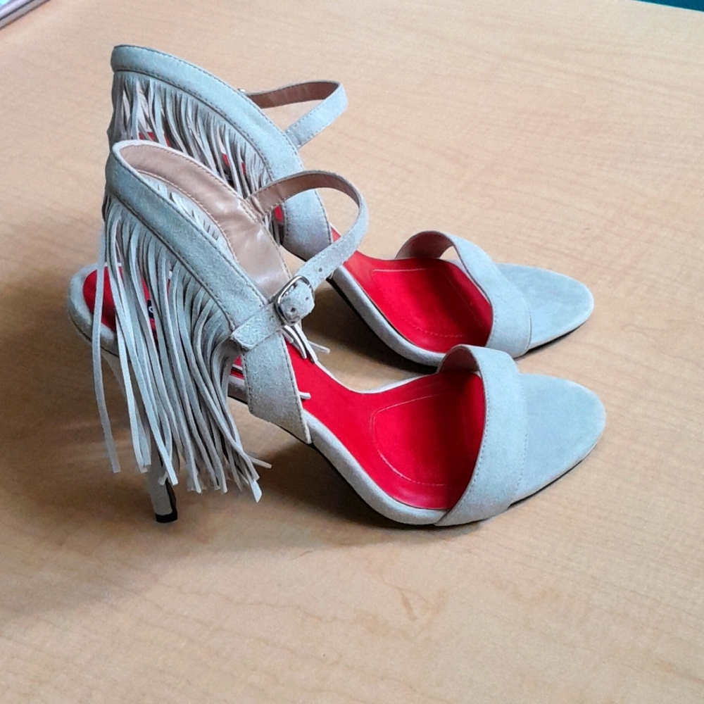 CHARLES JOURDAN  SUEDE Fringe Strap Heels Size 10